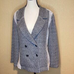 Saturday‎ Sunday Anthropologie Tweed Knit Jacket Black/Gray Blazer, Size Large